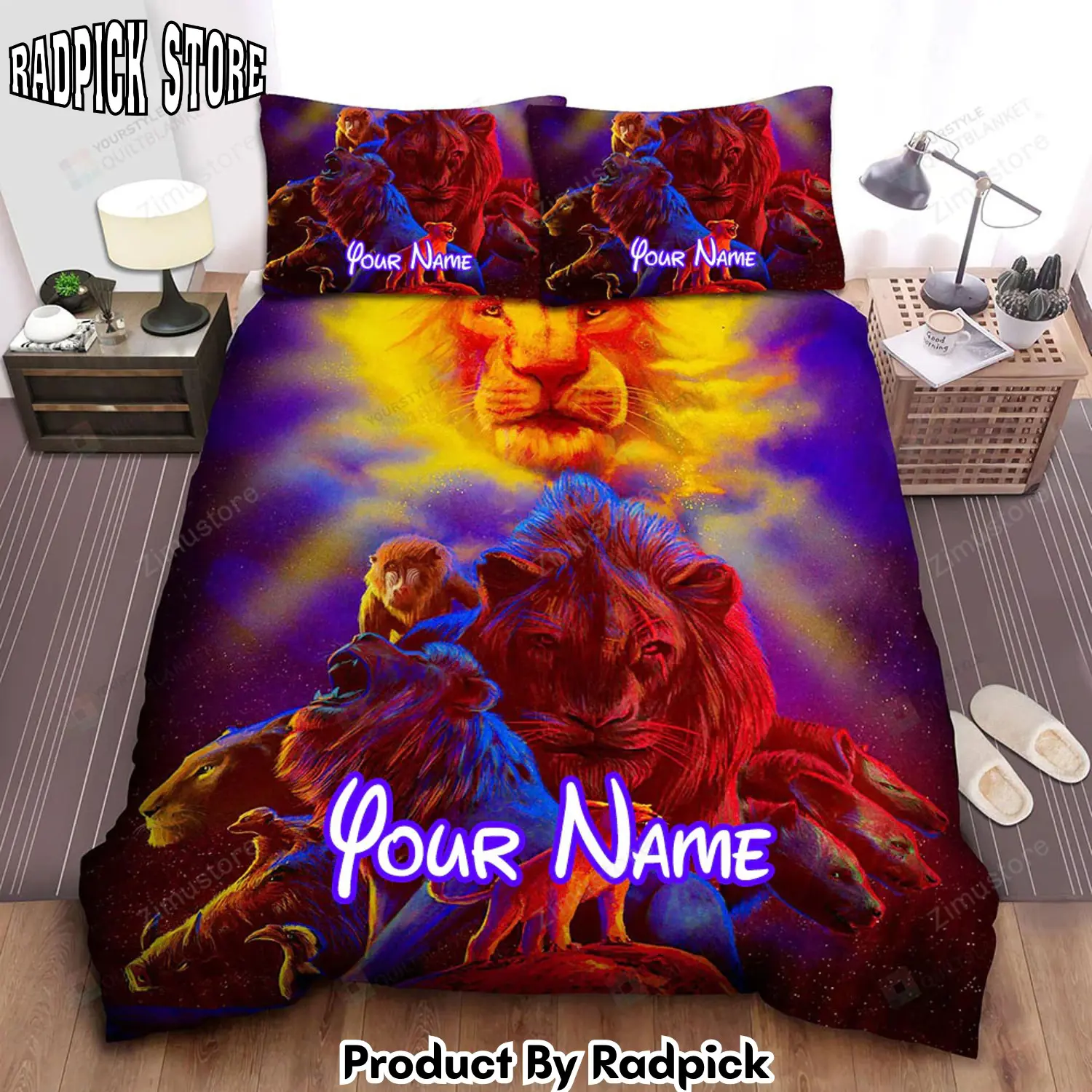 Radpick the lion king characters in painting artwork bed sheets spread comforter duvet cover personalized name bedding sets rp3271092